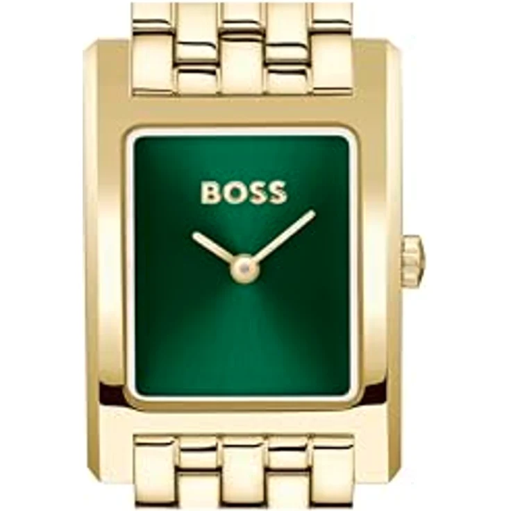 BOSS Lucy, Zwei-Zeiger-Quarzwerk-Uhr für Damen mit quadratischem Gehäuse und grünem Sonnenstrahlzifferblatt, goldfarbenes Edelstahlarmband - 1502785 – Bild 2