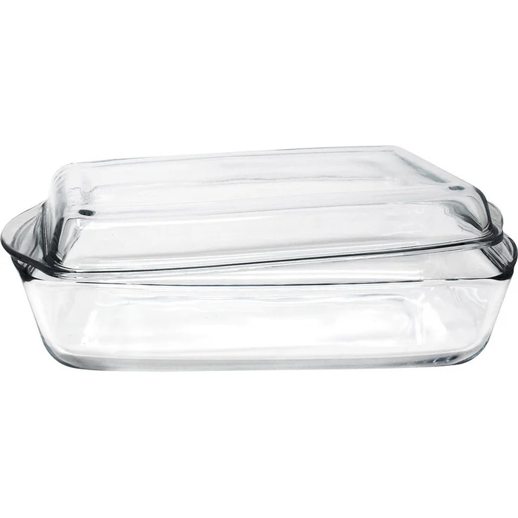 Pasabahce Auflaufform 59009 Servierform aus Glas mit Deckel, 3,3 Liter, rechteckig – Bild 1