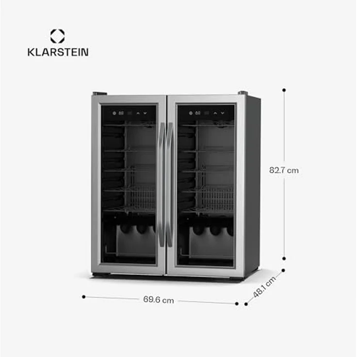 Klarstein Vinamour Weinkühlschrank 36 Flaschen – 2 Zonen, Touch-Steuerung, LED, Edelstahl-Doppeltür, UV-Schutz, freistehend – Bild 7
