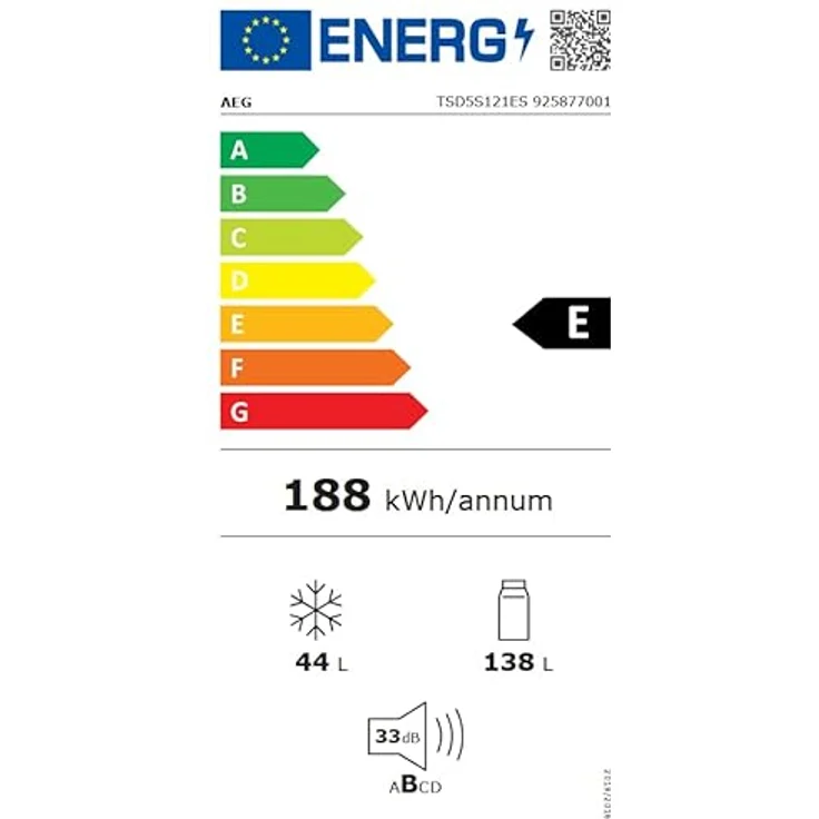 AEG TSD5S121ES, Integrierbare Kühl-/Gefrier-Kombination, 138 l Kühlvolumen, 44 l Gefriervolumen, LowFrost-Technologie, weiß – Bild 7