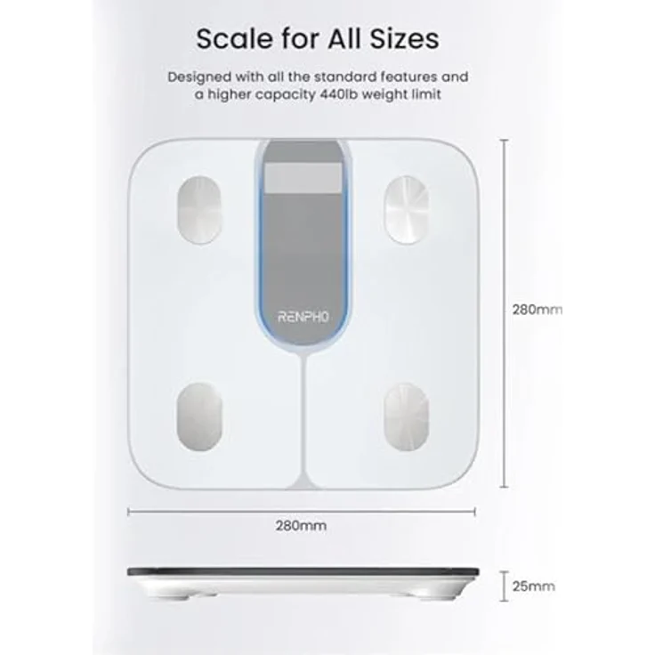 RENPHO Körper-Analyse-Waage Elis 1C Smart Body Scale A033, Smarte Körperanalysewaage mit 13 essentiellen Körpermessungen – Bild 6