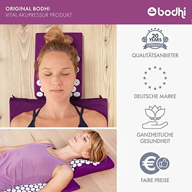 Akupressur-Set DELUXE SOFT (aubergine): Akupressurmatte (74 x 44 cm) Akupressur-Fußmatte mit Kissen im günstigen Set, Entspannungsmatte, Fußreflexzonen-Massage – Bild 5