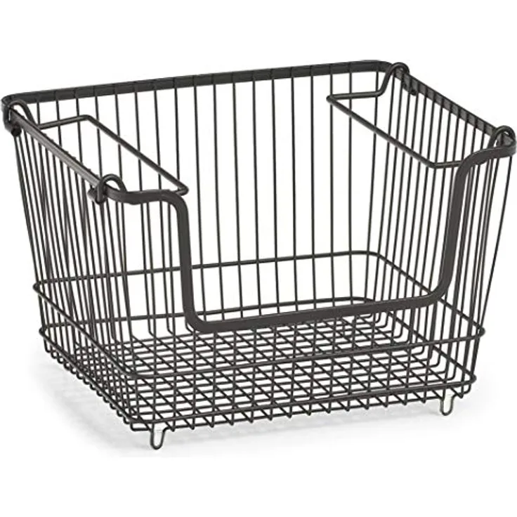 Zeller 27418 Vorratskorb, stapelbar, Metall, schwarz, ca. 33 x 27 x 21,5 cm
