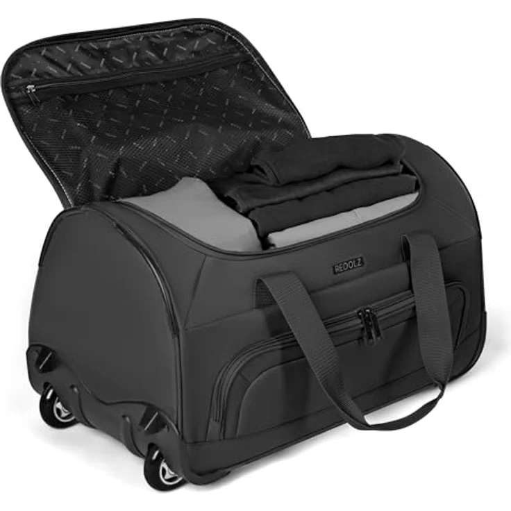 Redolz Duffle Essentials, 2 Rollen Reisetasche mit 80 l Stauraum, Schwarz, arretierbarer Griff und robuste Polyester-Konstruktion – Bild 2