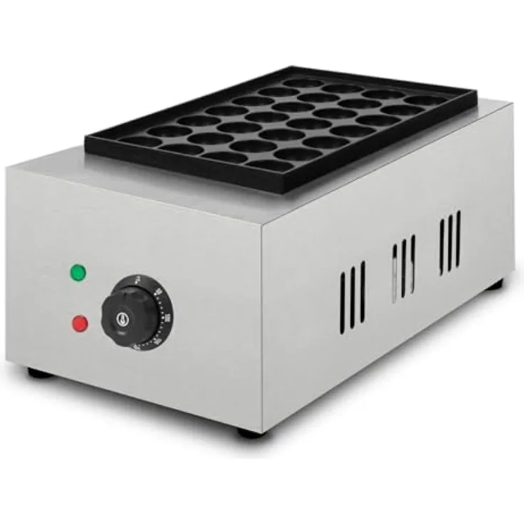 vertes FM19-TM-2000E, Elektrischer Takoyaki Maker mit 2000W, 28 Mulden, Edelstahlgehäuse und stufenloser Temperaturregelung bis 300°C