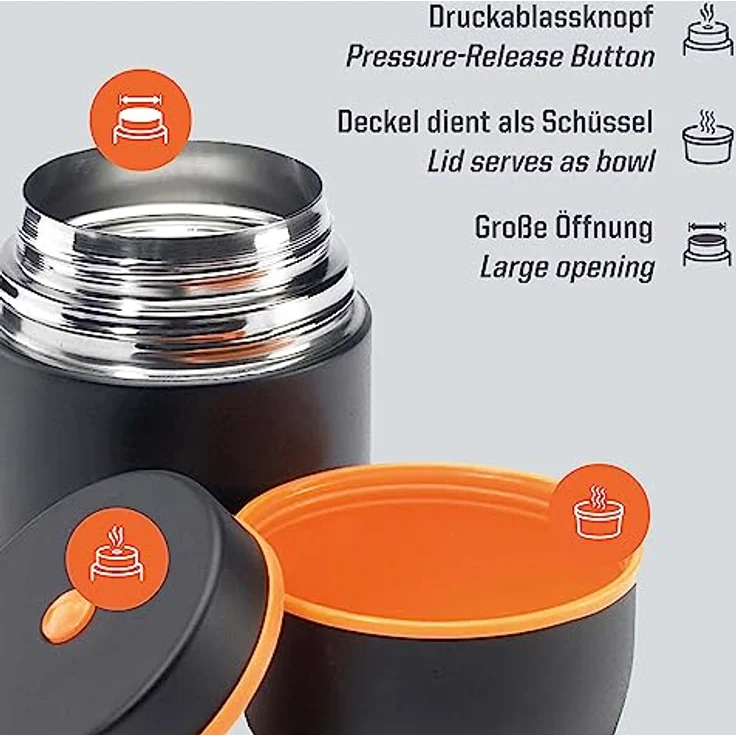 Esbit Thermobehälter | Edelstahl Isolierbehälter | BPA-Frei | Schwarz 750ml warme & kalte Speisen, Lunch – Bild 4
