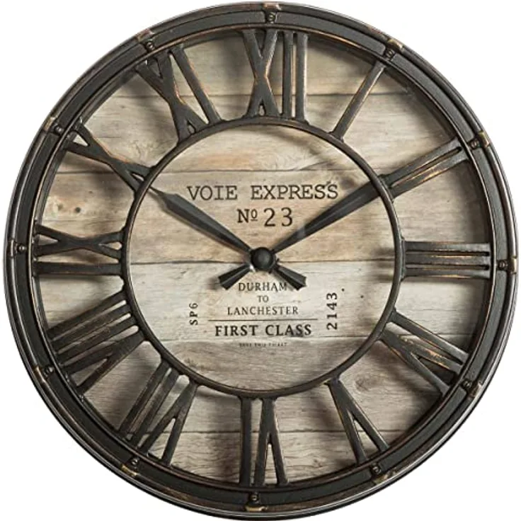Wandklok Bruin - Diameter 21 cm - Woonkamer Klok Industrieel - Landelijke wandklok - Keukenklok - Vintage Klok -