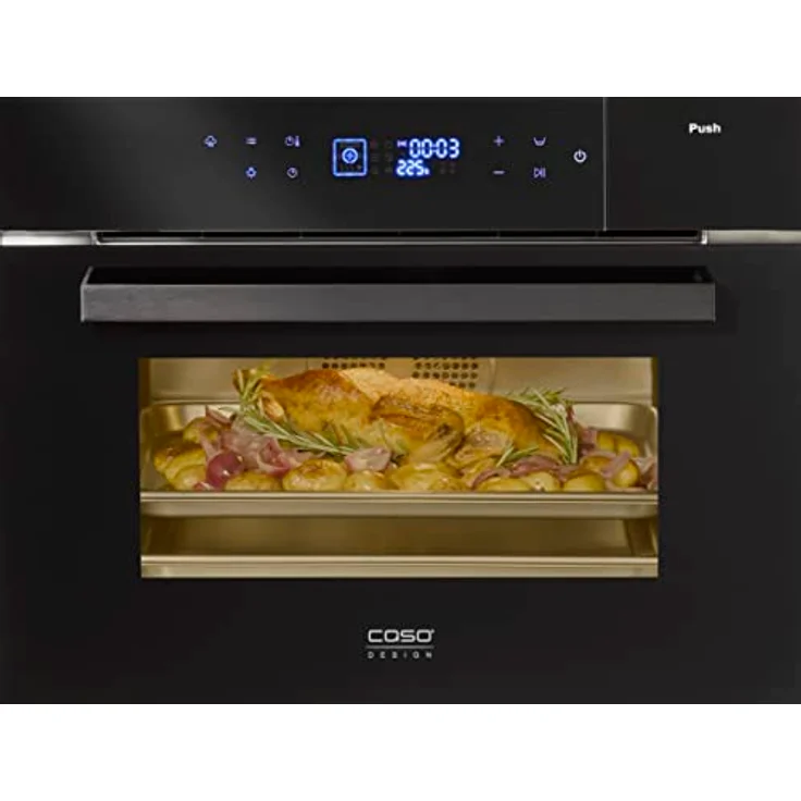 Caso SteamMaster E 56, Einbaubackofen mit Dampfgarfunktion, 45L Edelstahl Garraum, 3000 Watt, 1,2L Wassertank, 45er Nischenhöhe, Warmhalte- und Auftaufunktion – Bild 2