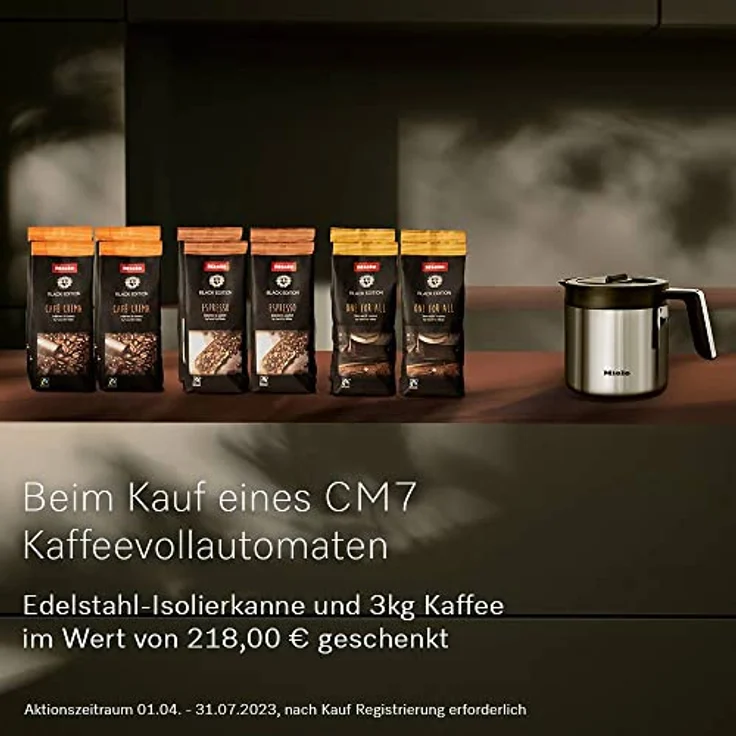 Miele CM 7550 Kaffeevollautomat (Smartphone bedienbar mit WiFiConnect, Kaffeemaschine mit vollautomatischer Entkalkung) schwarz, mit Milchsystem – Bild 4