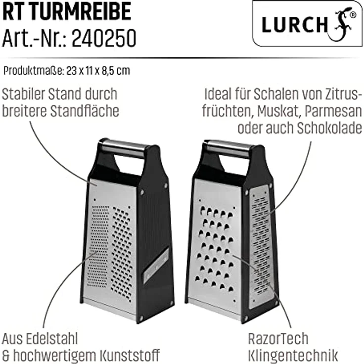 Lurch RazorTech Vierkantreibe, Edelstahl, 23 x 11 x 9 cm – Bild 7