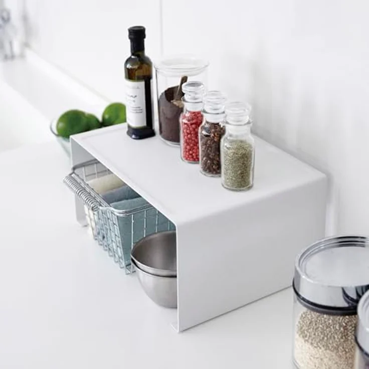 Yamazaki Stapelbares Küchenregal TOWER, Küchen Organizer mit zusätzlichem Speicherplatz, Weiss – Bild 8