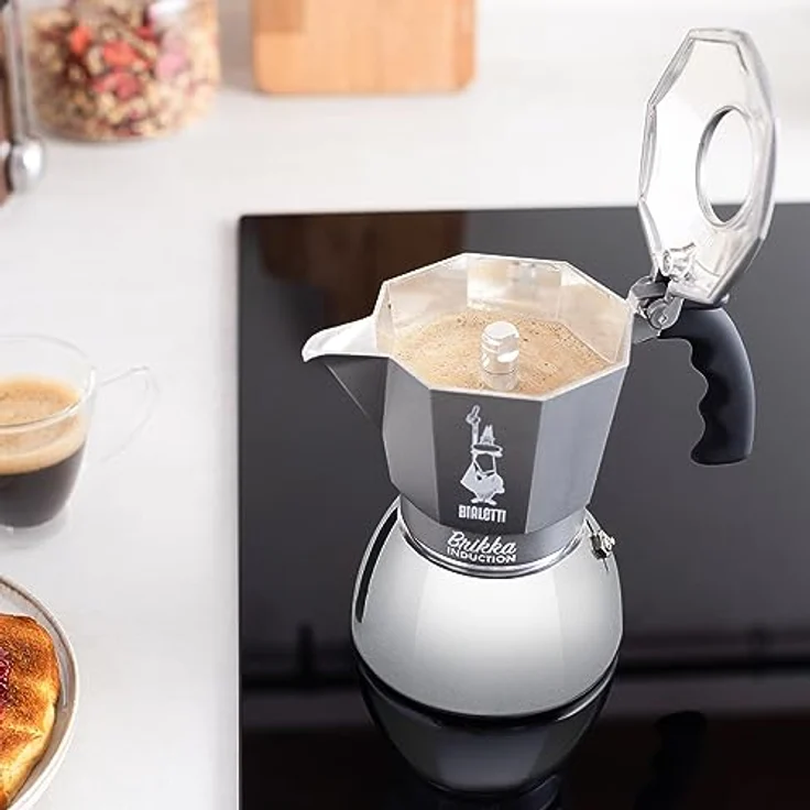 Bialetti Espressokocher Brikka für 4 Tassen, Espresso, Espressokanne, Induktion, Edelstahl, schwarz, silber, 150 ml, 7317 – Bild 3