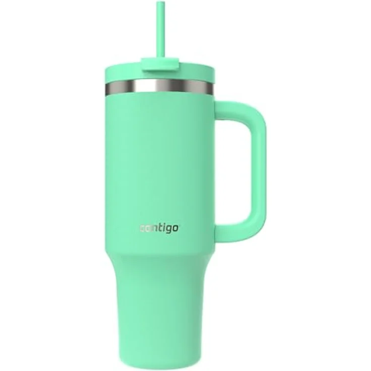 Contigo Streeterville Thermosflasche 1200 ml, isolierte Edelstahl-Trinkflasche mit Henkel und Strohhalm, hält Getränke bis zu 29 Stunden kalt, BPA-frei, spülmaschinenfest – Bild 1