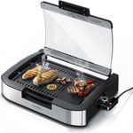 Arendo Tischgrill, 1800 W, Gourmet Elektrogrill mit Glasabdeckung für Balkon, Garten & Indoor, schwarz - Preisvergleich