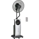 HOMCOM Nebel Ventilator mit Sprühnebel, Standventilator mit Wasserkühlung, Fernbedienung, 90W Kühlventilator mit 3,1 L Wassertankkapazität, 3 Luftmodi, Schwarz - Preisvergleich