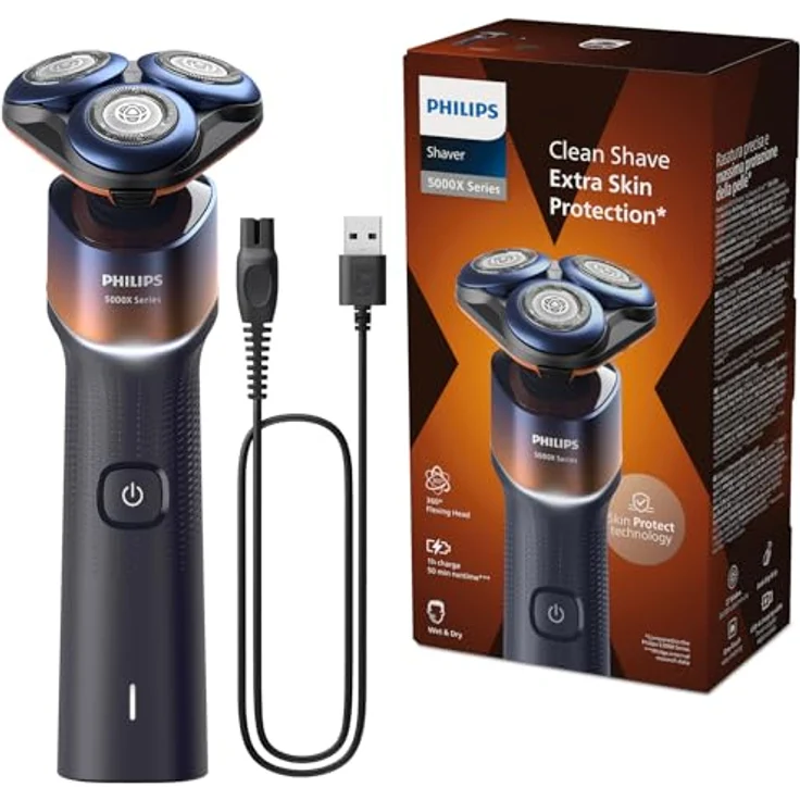 Philips Shaver Series 5000X Elektrorasierer, Skin Protect Technologie, flexibler 360-Grad-Scherkopf, Schnellladung - Modell X5012/00 – Bild 1