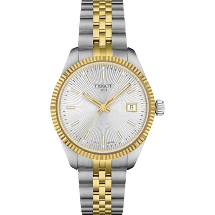 Tissot Klassische Uhr T1562102203100, Quarzwerk, Edelstahlgehäuse mit gelbgoldener PVD-Beschichtung, 34 mm, Edelstahlarmband, wasserdicht bis 10 bar