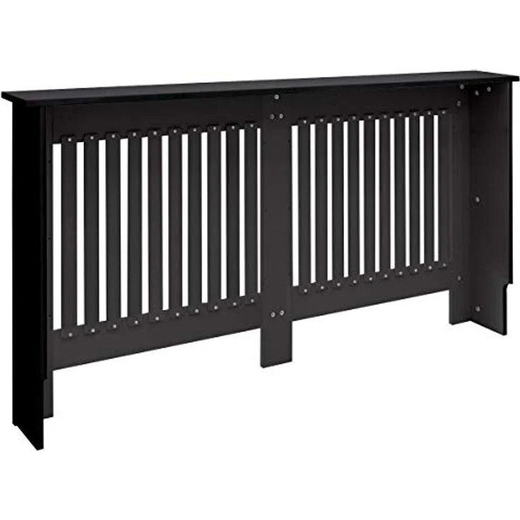 ECD Germany Heizkörperverkleidung Landhausstil, Schwarz MDF Lackiert, 152x19x82 cm mit Regaloberfläche und einfacher Montage – Bild 4