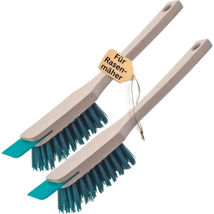 Novaliv Krümelkehrer 30780-2x, 2er Set Rasenmäherbürste mit Drahtbürste und Holzgriff, effektiver Gartenschaber