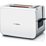 Bosch Toaster Styline TAT8611N, integrierter Brötchenaufsatz, Liftfunktion, Auftaufunktion, Abschaltautomatik, Brotzentrierung, 800 W, Edelstahl/weiß