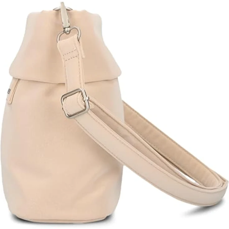 ZWEI Mademoiselle.M Schultertasche Umhängetasche, grau, aus strapazierfähigem Polyurethan mit Reißverschlussfach und verstellbarem Umhängeriemen, 25cm x 10cm x 23cm – Bild 6