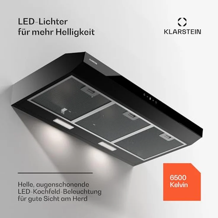 Klarstein Contempo Neo Unterbauhaube, Dunstabzugshaube mit 175 m³/h Abluftleistung, Edelstahl/Acrylglasfront, Touch-Steuerung, Umrüstbar auf Umluftbetrieb – Bild 4