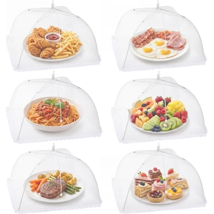 Homealexa 6er Set Fliegenhaube Lebensmittel, Pop-Up Abdeckhauben für Fliegenschutz, Faltbar 43×43×25 cm für BBQ & Picknick – Bild 1