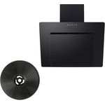 YUNA KIM SH60A inklusive Kohlefilter | Dunstabzugshaube | Breite 60cm | Abluft- & Umluftbetrieb | Luftstrom 330 m³/h | schwarze Glasfront | Wandhaube | LED-Beleuchtung | 64 dbA | 24,7 kWh/Jahr