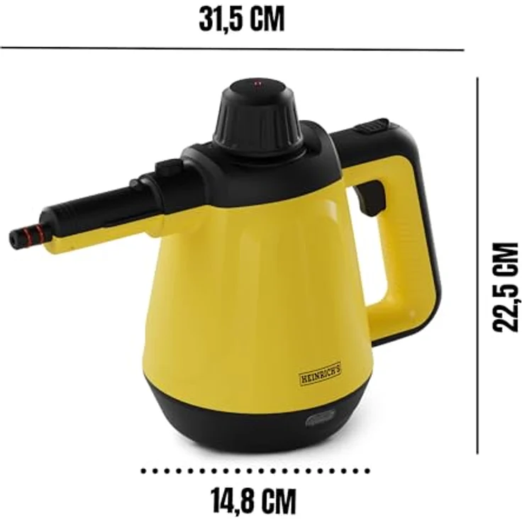 HEINRICHS Handdampfreiniger, Dampfreiniger mit 1200W, 5 min Aufheizzeit, 400ml Wassertank, 3,5 Bar Dampfdruck, 5m Kabel, für Auto, Küche, Bad, Polster, Boden, Fenster – Bild 2
