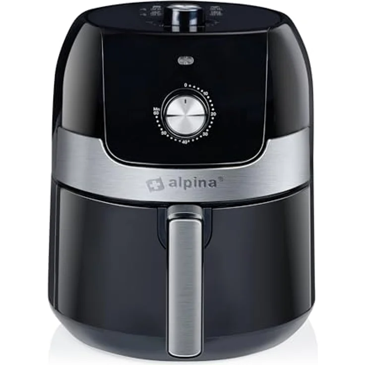 alpina Heißluftfritteuse 24640, 3,5L, 1400W, Temperatur einstellbar 80-200°C, für 3-5 Personen, Timer bis 60 Min, spülmaschinenfreundlich, schwarz – Bild 1