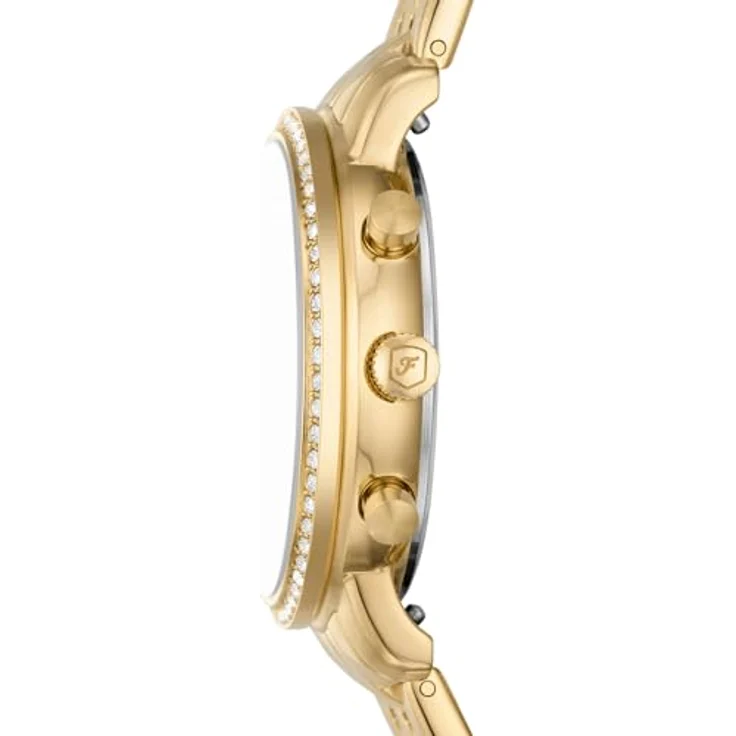 Fossil Damen Analog Quarz Uhr mit Edelstahl Armband ES5358, Chronograph-Anzeige, Weiß/Gold, Wasserdicht bis 50 m – Bild 3