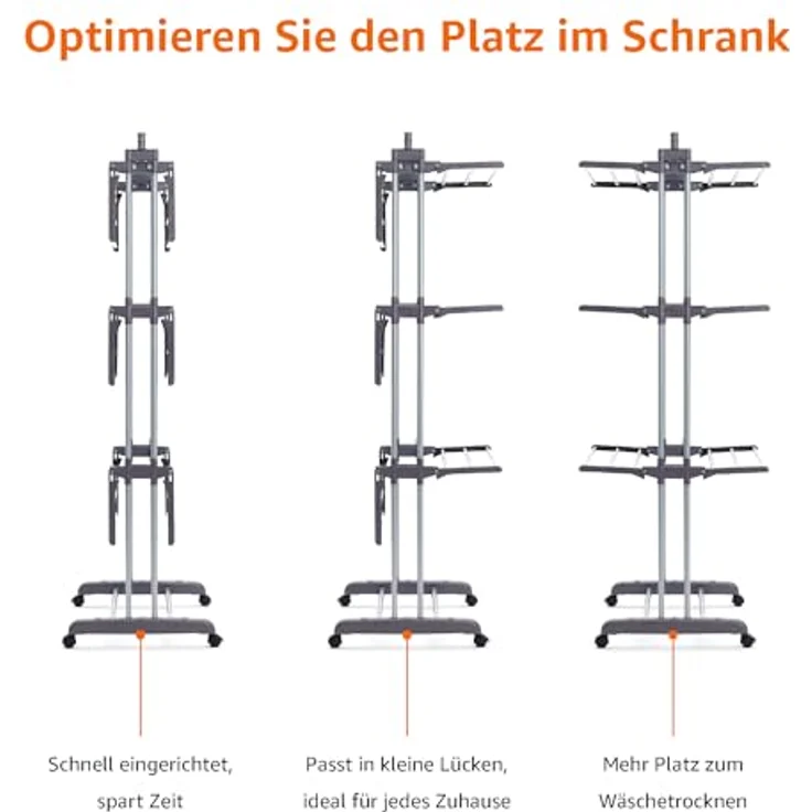AmazonBasics Turm-Wäscheständer für innen mit faltbaren Flügeln – Bild 4