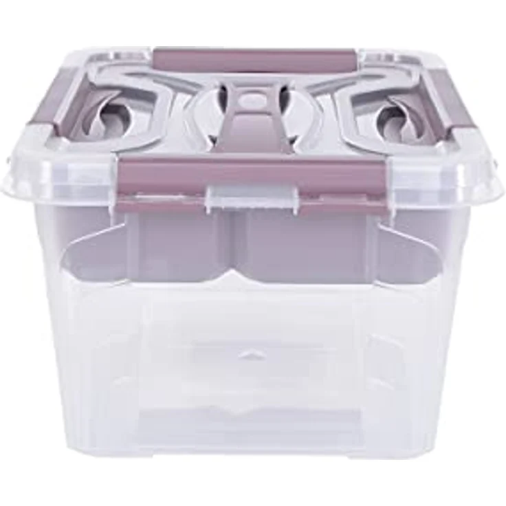 keeeper Aufbewahrungsbox mit Deckel und Einsatz, 29 x 19 x 12,4 cm, 4,2 l, Hubert+Hilda, Transparent/Taupe – Bild 3