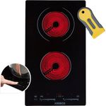 Arebos Elektro-Kochfeld Glaskeramik 3200W 2 Kochzonen 30 cm, autark mit Touch-Slider und Timer-Funktion, Edelstahl-Gehäuse