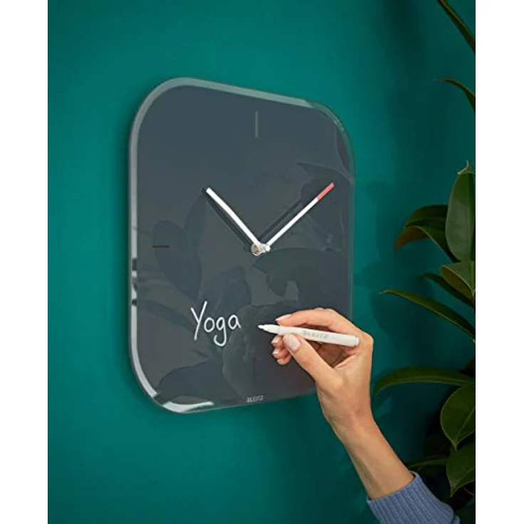 Leitz Wanduhr mit Glasoberfläche, Samtgrau, Cosy-Serie, 90170089, 32 x 32 x 5 cm – Bild 4