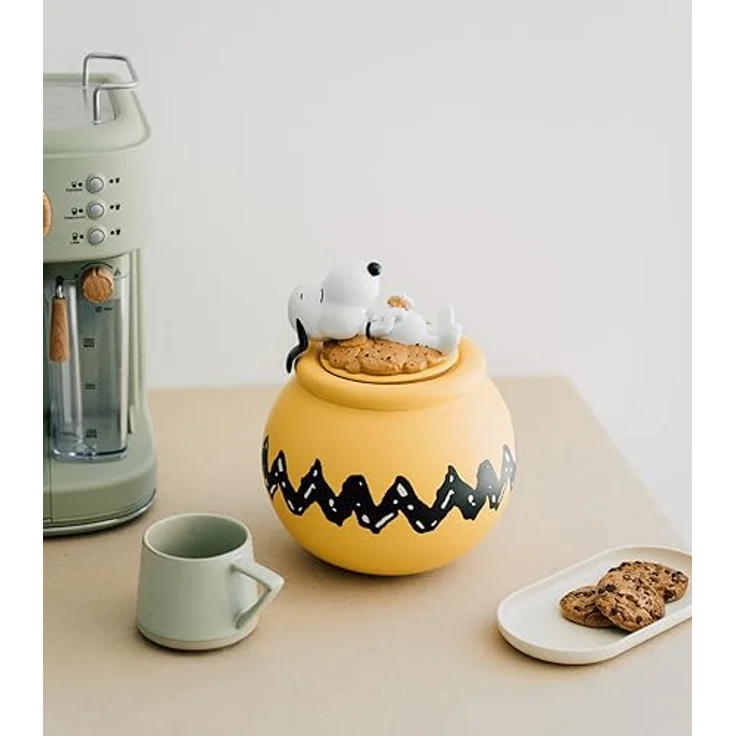 Grupo Erik Keksdose Keramik Snoopy, Vorratsbehälter mit Deckel, groß 20,5 x 24,6 cm, sonnengelb, luftdicht für frische Kekse, offizieller Peanuts Merchandise – Bild 4