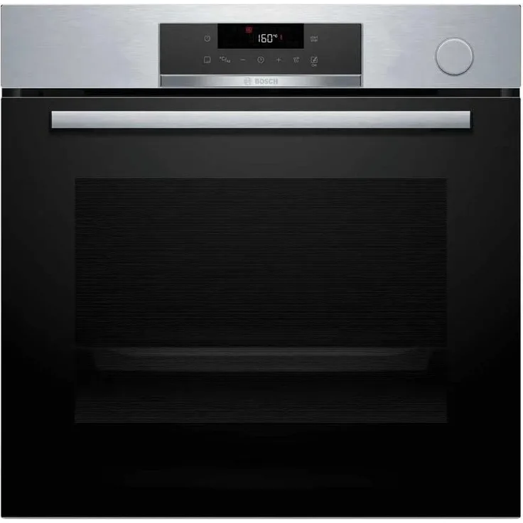 Bosch Serie 4 HRG532ES3, Einbaubackofen, 71 l, 3600 W, schwarz, Lüfterbetrieb, Dampfgaren, Pyrolyse-Selbstreinigung, A+