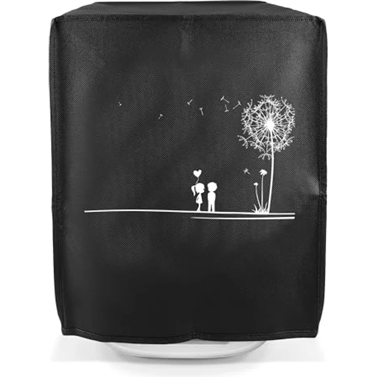 kwmobile Hülle für Thermomix TM5/TM6 mit Varoma, Abdeckhaube in Weiß Schwarz Pusteblume Love, robustes Polypropylen, schützend vor Staub und Schmutz – Bild 5