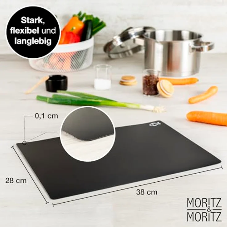 Moritz & Moritz 4x Schneidematte Küche - 28 x 38 cm - Schneideunterlage Küche für schnelles Arbeiten - Schneidebrett Kunststoff Flexibel – Bild 2