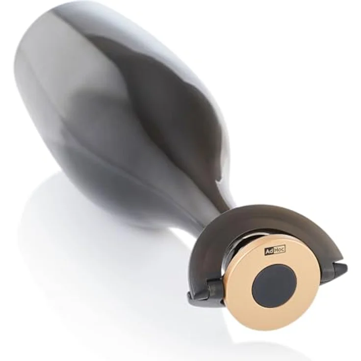 AdHoc FV52 dichter Sekt- und Champagnerverschluss GUSTO, Kunststoff/Silikon, black & gold, super flacher Verschluss – Bild 3