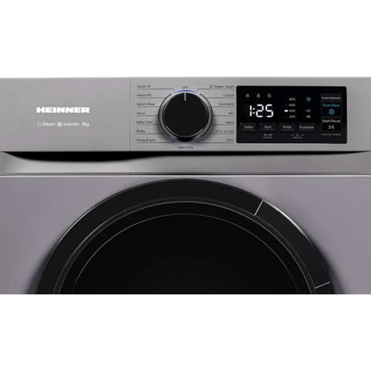 Heinner HWM-M914IVNSA, Schlanke Waschmaschine 9 kg, 1400 U/min, mit LED Display, Silber – Bild 2