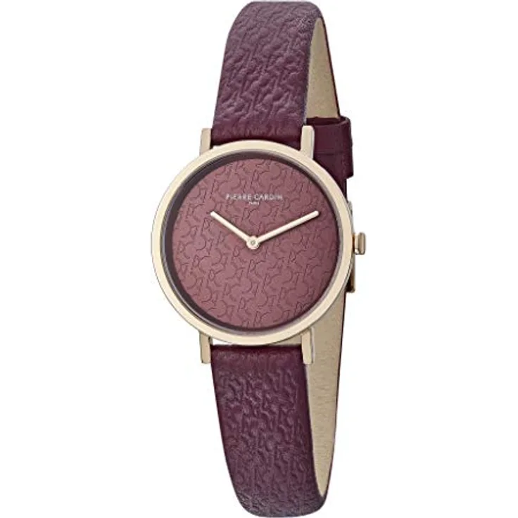 Pierre Cardin Watch CBV.1506, Damen Armbanduhr mit Burgund Lederband und Roségold-Gehäuse