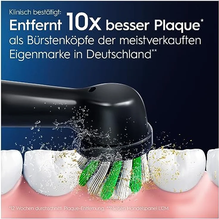 Oral-B Pro CrossAction Aufsteckbürsten für elektrische Zahnbürste, 10 Stück, Zahnreinigung, X-Borsten, Original Oral-B Zahnbürstenaufsatz, briefkastenfähige Verpackung, Made in Germany, schwarz – Bild 4