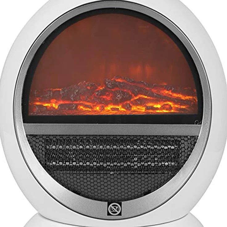 Deuba Heizlüfter 1500W Kamin Optik Elektrokamin LED Flammen Effekt 2 Heizstufen weiß – Bild 3