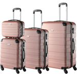 MONZANA® Kofferset Essential, Hartschalen Koffer M-L-XL mit 4 Rollen, Kantenschutz und Beautycase, rose