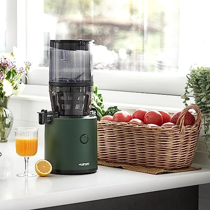 HUROM | Slow Juicer | Entsafter Gemüse und Obst | H320N | Elektrische Kaltpresse | Ruhiger Motor | Leicht zu Reinigen | mit Großem Behälter und Siebfilter | 2l | 200 Watt | BPA Frei | Dunkelgrün – Bild 3