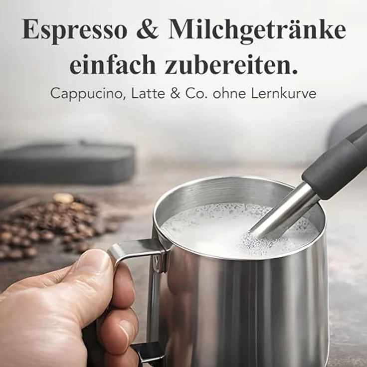 Solis Grind & Infuse Perfetta, Siebträger Kaffeemaschine 54 mm mit Milchaufschäumer und Bohnenmahlwerk, Schwarz/Silber/Weiß – Bild 6