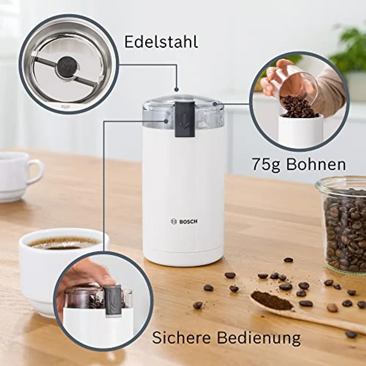 Bosch TSM6A011W Kaffeemühle, 180 Watt, weiß – Bild 2