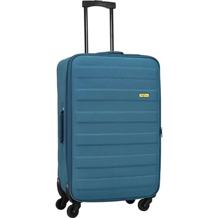 SIGN Stoffkoffer Reisekoffer Trolley (Handgepäck-Mittel-Groß-Set) + 5cm Dehnungsfuge, Ultra Leicht & Stabil, Pastellblau, Großer Koffer (70cm)