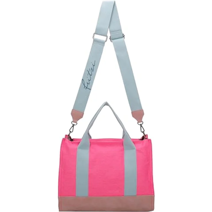 Fritzi aus Preußen Handtasche, große Canvas Handtasche 40 cm, pink, abnehmbarer Schulterriemen, crossbody tragbar – Bild 2